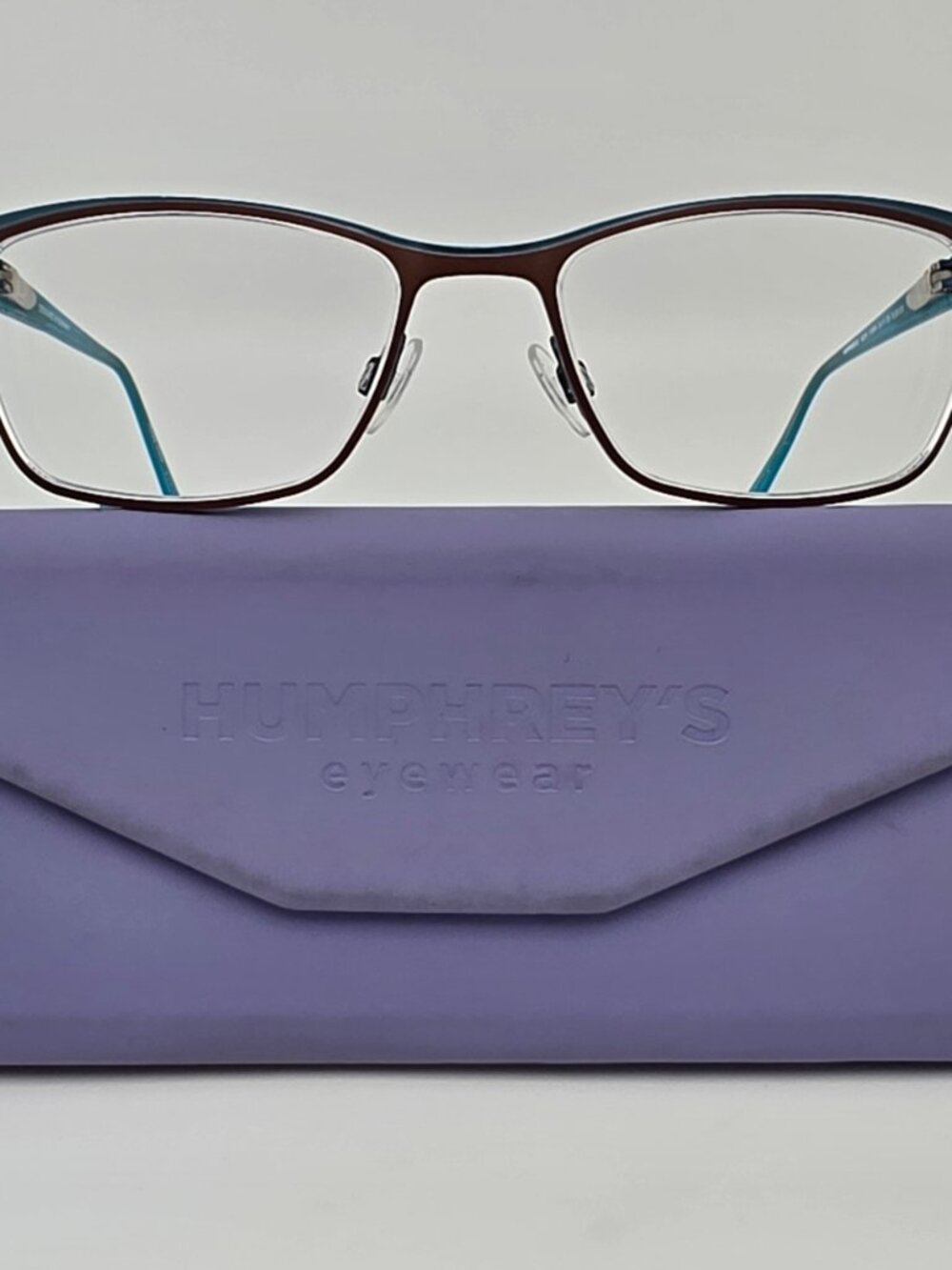Humphrey’s 582208 Brown Teal Cat Eye Eyeglasses Frame w/ Flexhinge and Case 52mm